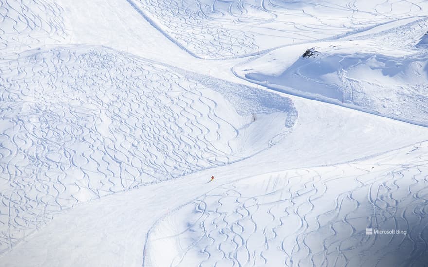 Skier at Bernina Pass, Graubünden, Switzerland