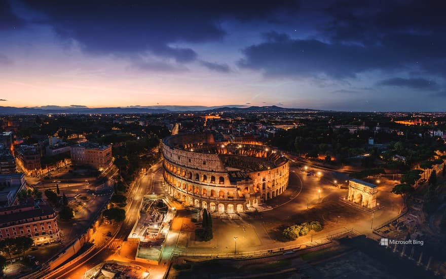 Aerial view of the Colosseum, Rome, Italy