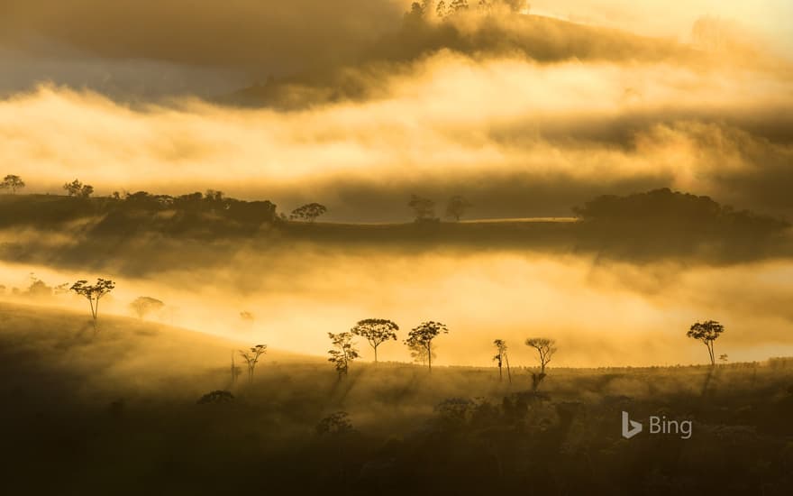 Fog over the mountains in Minas Gerais state, Brazil