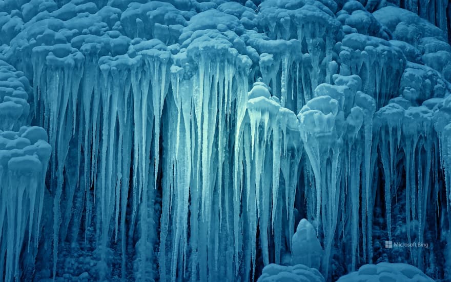 Frozen Nideck waterfall, Oberhaslach, Alsace