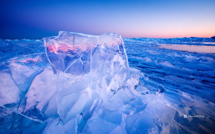 Plate ice along Lake Superior, Grand Marais, Minnesota, United States