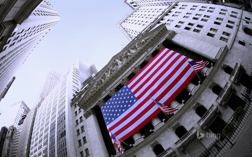 United States flag, New York Stock Exchange, New York City