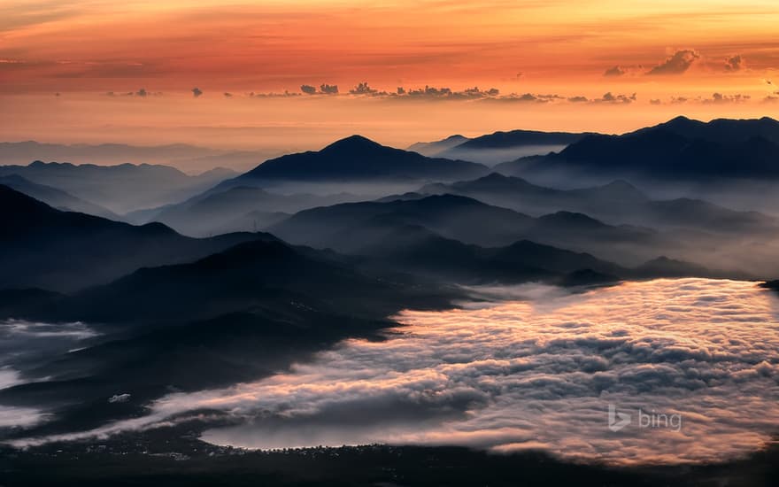 Dawn over Lake Yamanaka, Japan